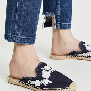Soludos Frayed floral espadrille mules size 8.5